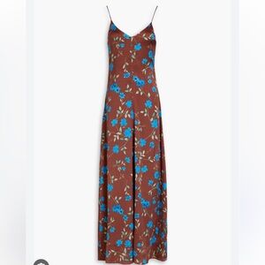Ganni Floral-print stretch-silk satin maxi slip dress
